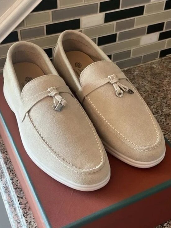 Loro Piana Shoes - Loro Piana Beige Suede Summer Walk Loafers